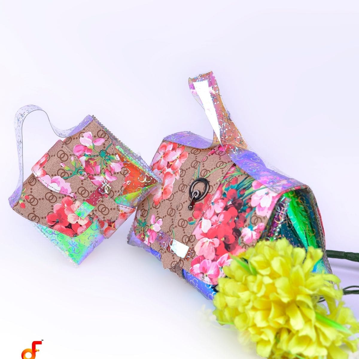 Floral Design Medium & Small Size Handbag